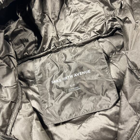 Saks Fifth Avenue‎ Jacket Women S Gray Puffer Hooded Down Coat Packable - Picture 6 of 9